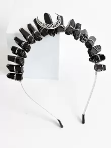 1 件天然水晶黑月亮设计发带派对头带万圣节 - 黑色 - 查看 1