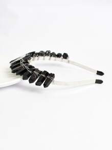 1 件天然水晶黑月亮设计发带派对头带万圣节 - 黑色 - 查看 3