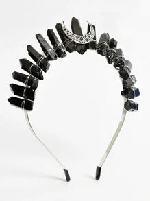1 件天然水晶黑月亮设计发带派对头带万圣节 - 黑色 - 查看 7