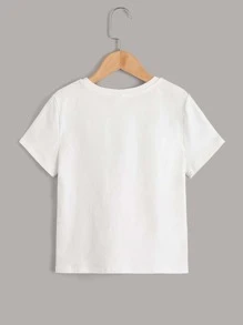 SHEIN 女孩卡通圖案T恤 - 白色 - 查看 2