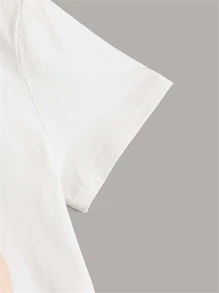 SHEIN 女孩卡通圖案T恤 - 白色 - 查看 4