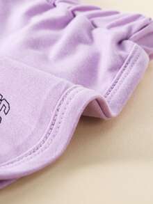 Baby Letter Graphic Tee With Track Shorts - Lilac Purple - View 4