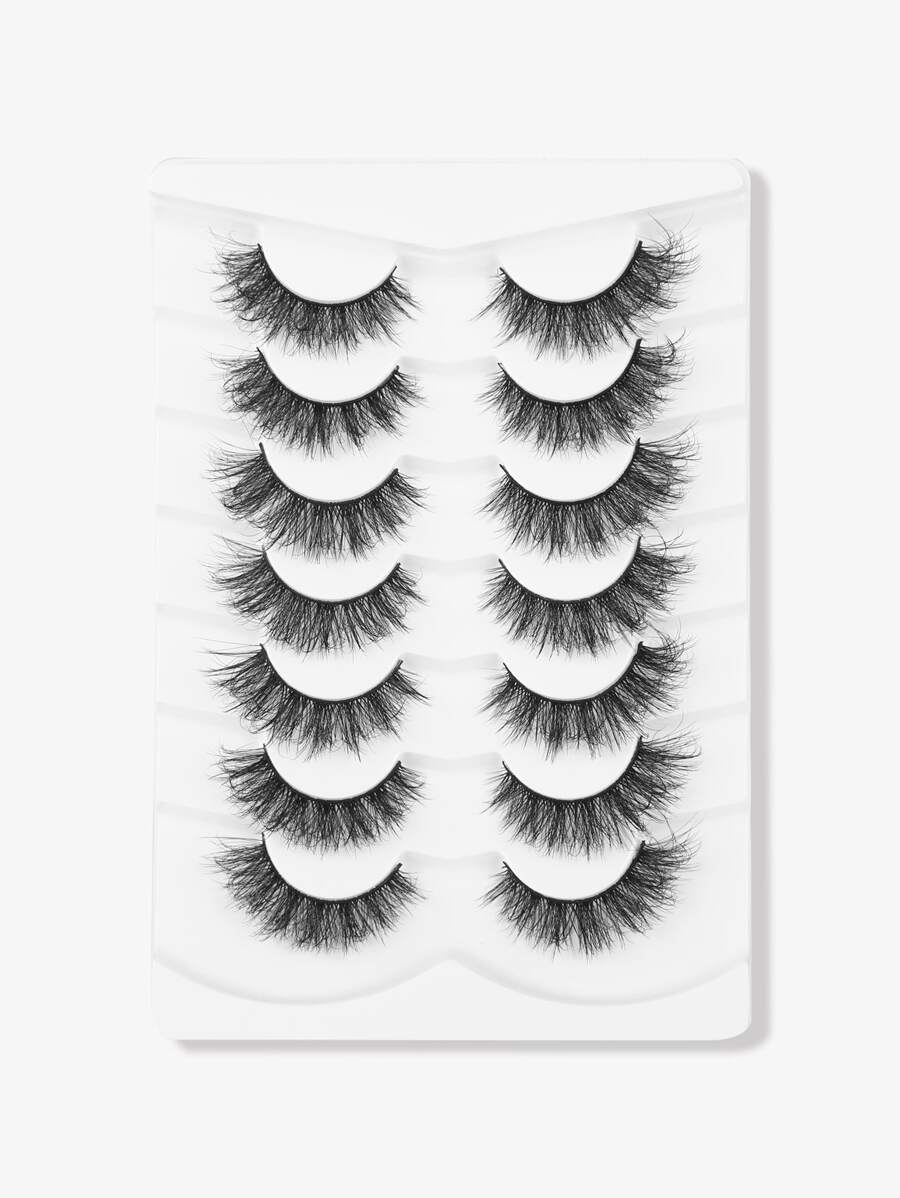 7對10-14毫米凌亂十字仿狐眼可愛睫毛 - 黑色 - 查看 1