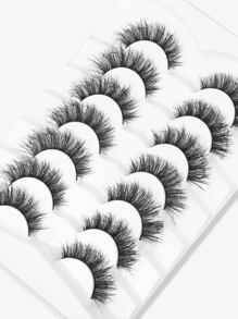7對10-14毫米凌亂十字仿狐眼可愛睫毛 - 黑色 - 查看 5