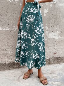 Breezaya Floral Print Belted Wrap Skirt - Multicolor - View 4