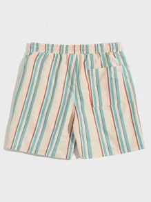 Manfinity Hombres Shorts de cintura con cordón de rayas - Multicolor - Ver 2