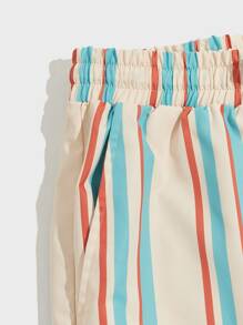 Manfinity Hombres Shorts de cintura con cordón de rayas - Multicolor - Ver 4