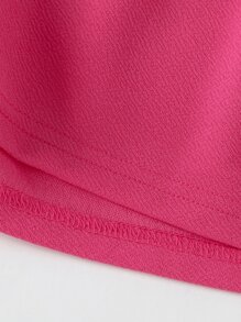 Girls Letter Patch Crop Tank Top & Shorts - Hot Pink - View 6