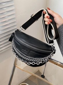 CONTAINEVERY حقيبة خصر بطباعة أحرف ديكور سلسلة