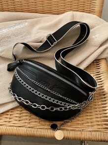 CONTAINEVERY حقيبة خصر بطباعة أحرف ديكور سلسلة