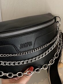 CONTAINEVERY حقيبة خصر بطباعة أحرف ديكور سلسلة