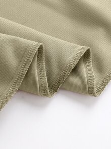 男士素色圓領T恤 - 卡其色 - 查看 4