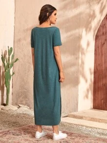 SHEIN 孕婦高衩繫腰帶洋裝