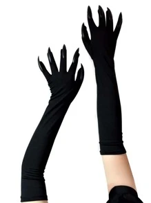 素色長款指甲服飾 - 黑色 - 查看 1