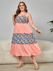 Đầm Plus Size Viên lá sen Hoa Chấm bi Boho - Nhiều màu - Xem 4