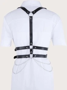 Cinturón arnés con diseño de cadena con hebilla - Negro - Ver 2