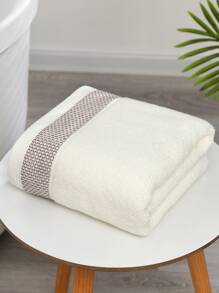QIBHI 1pc Graphic Pattern Bath Towel or Towel - Beige - View 2
