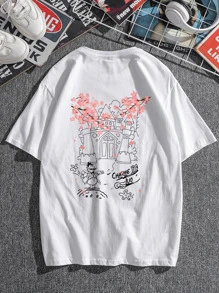 Manfinity Tops Nam Hoa Lá thư Giải trí - trắng - Xem 1