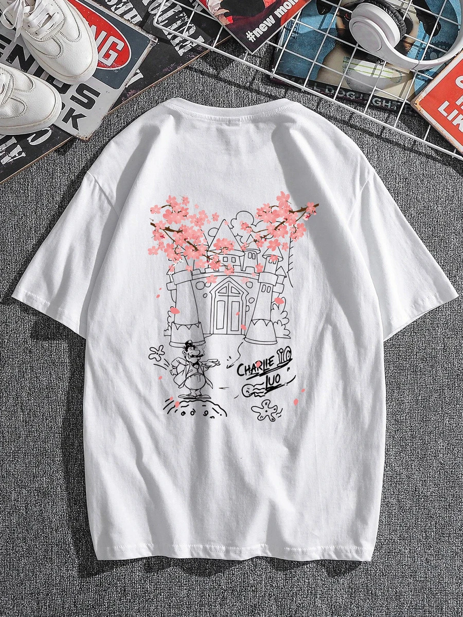 Manfinity Tops Nam Hoa Lá thư Giải trí - trắng - Xem 1