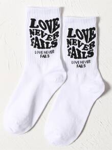 Letter Graphic Crew Socks
