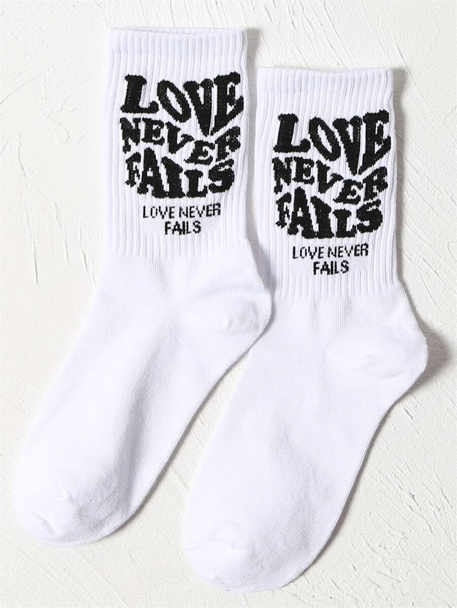 Letter Graphic Crew Socks