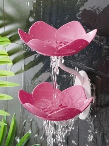 Giá đựng xà phòng, dao cạo, dầu gội đầu gắn tường hình hoa sen 2 tầng, có lỗ thoát nước, giá đựng cốc, giá để đồ dùng trong phòng tắm, bồn tắm, nhà bếp. - Hồng - Xem 2