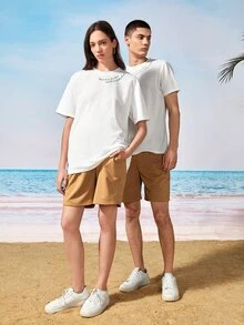 Manfinity Tops Nam Slogan Giải trí - trắng - Xem 8