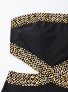 SHEIN Swim Phụ nữ một mảnh - màu đen - Xem 6