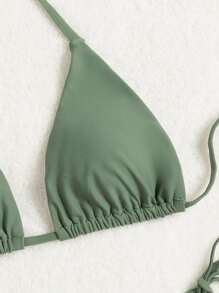 Swim Basics Summer Beach Halter Triangle Tie Side Bikini