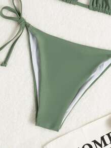 Swim Basics Summer Beach Halter Triangle Tie Side Bikini