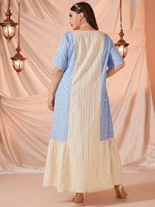 Al Najma Vestido de rayas doradas & con estampado geométrico - Multicolor - Ver 2