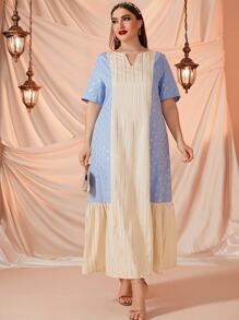 Al Najma Vestido de rayas doradas & con estampado geométrico - Multicolor - Ver 4