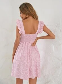 Breezaya Vestido con estampado floral ribete con fruncido - Multicolor - Ver 2