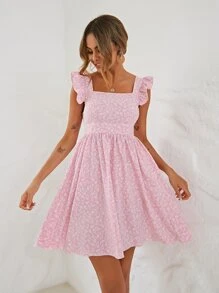 Breezaya Vestido con estampado floral ribete con fruncido - Multicolor - Ver 3