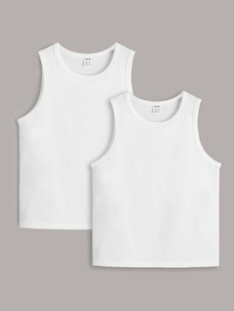 SHEIN Tween Boy 2pcs Solid Tank Top