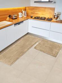 1pc Chenille Water Absorption Kitchen Rug - Camel - View 1
