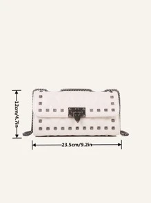 Thời trang Màu thuần Cô gái Goth hiện đại Túi xích Với Phong cách đường phố đinh tán Đối với Mua sắm Với Giường đơn Dây đeo - trắng - Xem 3