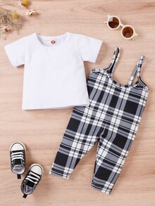 Bộ đồ Em bé Sọc ca rô Sẵn sàng - Đen và trắng - Xem 3