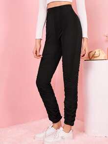 SHEIN Quần tất nữ Xù màu trơn Giải trí - màu đen - Xem 3