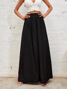 SHEIN Holidaya Quần nữ màu trơn Giải trí - màu đen - Xem 4