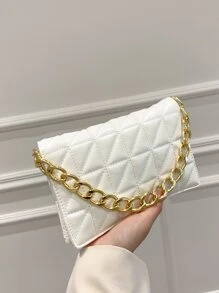 Bolso clutch con diseño de cadena guateado - Blanco - Ver 1