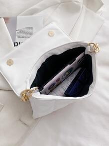 Bolso clutch con diseño de cadena guateado - Blanco - Ver 3