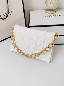 Bolso clutch con diseño de cadena guateado - Blanco - Ver 4