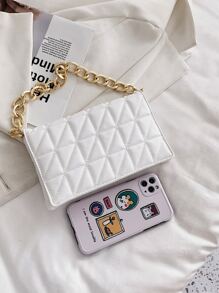 Bolso clutch con diseño de cadena guateado - Blanco - Ver 6