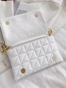Bolso clutch con diseño de cadena guateado - Blanco - Ver 7