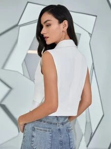 Chiquease Double Breasted Flap Detail Vest Blazer