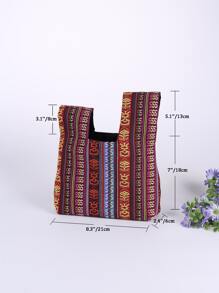 時尚復古幾何條紋圖案手拿包小方形晚會包 - 彩色 - 查看 8