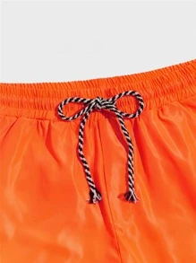 Manfinity VCAY Loose Fit Men Neon Orange Tropical & Letter Graphic Shorts - Orange - View 3