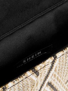 SHEIN VCAY Luxury Glamorous, Elegant, Exquisite, Quiet Luxury Fringe Decor Geometric Graphic Straw Clutch Bag Perfect for Party, Wedding, Prom, Dinner/Banquet, Dinner/Banquet, Best Gift For Women Mom Teacher Friend Bridesmaid - Beige - View 8