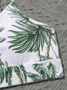 3packs Tween Girl Palm Tree Print Bikini Set & Bikini Bottom Summer Beach - Multicolor - View 3